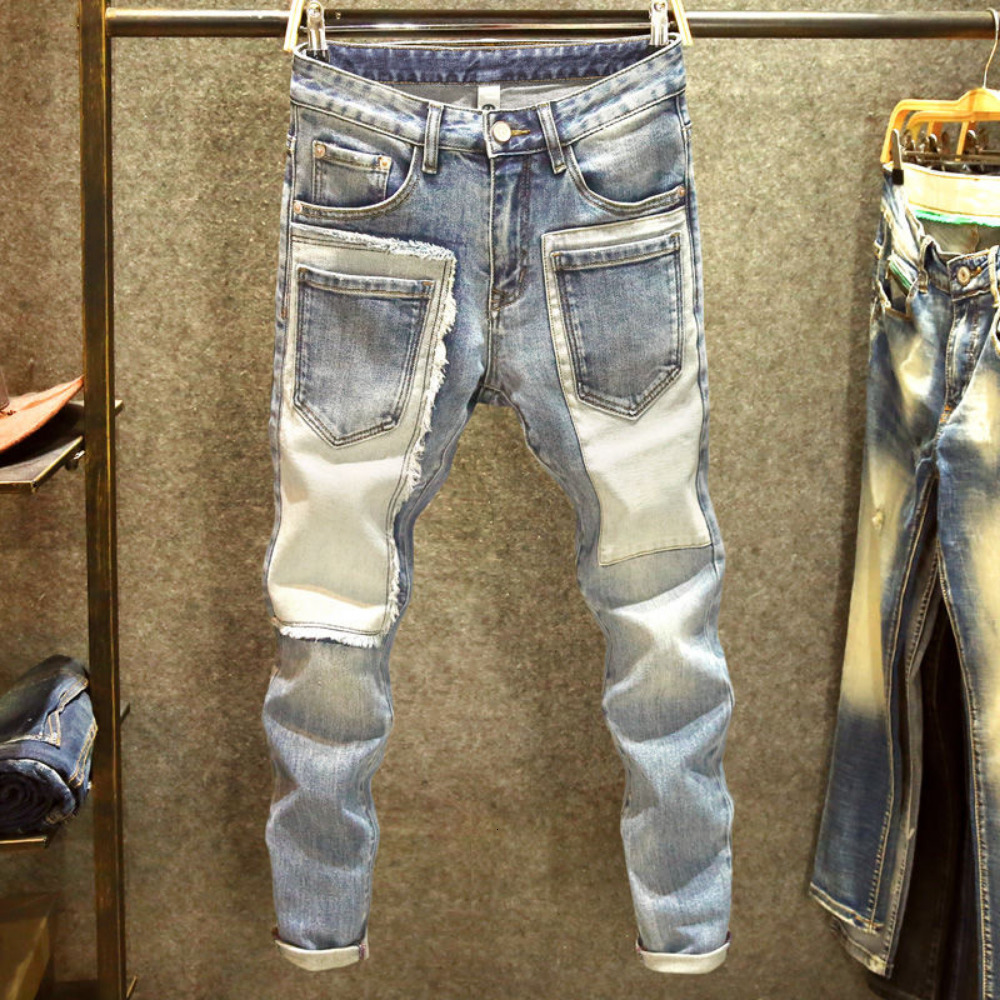 Mens Jeans men denim jeans straight worn hole Europe and America classic old pants pantalones hombre y2k streetwear cargo 230419