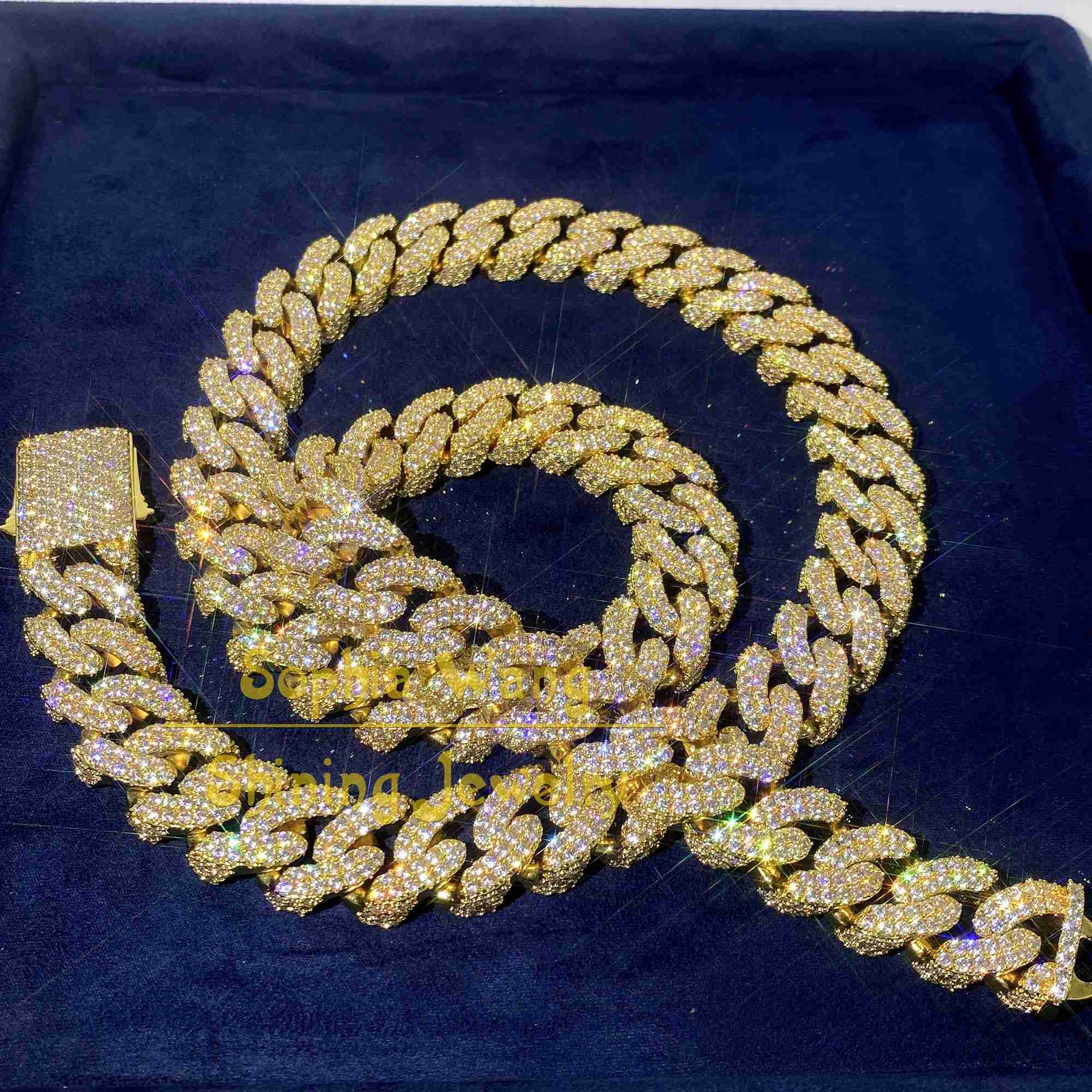 Thick 18mm gold plated iced out miami jewelry necklace real silver moissanite diamond custom cuban link chain
Thick 18mm gold plated iced out miami jewelry necklace real silver moissanite diamond custom cuban link chain