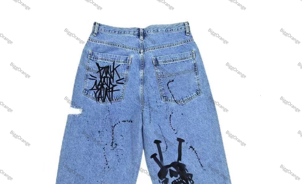 Men's Jeans Spring and Autumn Retro Print Straight Y2k Loose Denim Trousers Street Casual Wide Leg Men Women Pants Hip Hop 230419