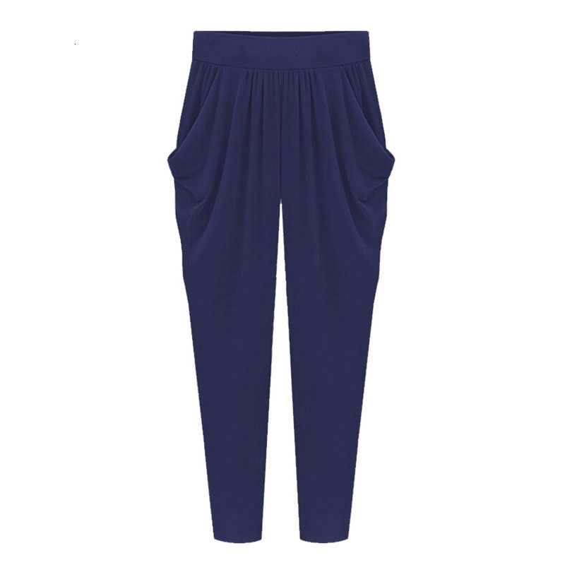 Women's Pants s Large Size 8XL 140kg Women Harem High Elastic Waist Pleated Trousers Pockets Thin Slim Ladies Ankle Length Loose 230419