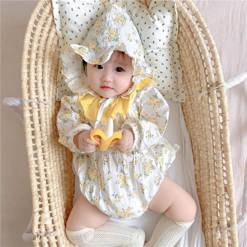 Rompers Spring Cute Born Clothes Cotton Floral Doll Collar Long Sleeve Baby Girl Bodysuit With Hat, Yellow floral
Rompers Spring Cute Born Clothes Cotton Floral Doll Collar Long Sleeve Baby Girl Bodysuit With Hat, Yellow floral