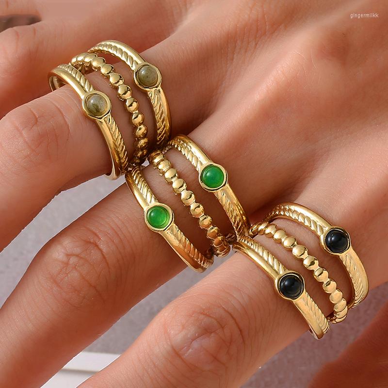 Cluster Rings Bohemian Gold Color Stainless Steel For Women Vintage Luxury Designer Natural Stone Ring Trendy Woman Jewelry 2023
Cluster Rings Bohemian Gold Color Stainless Steel For Women Vintage Luxury Designer Natural Stone Ring Trendy Woman Jewelry 2023