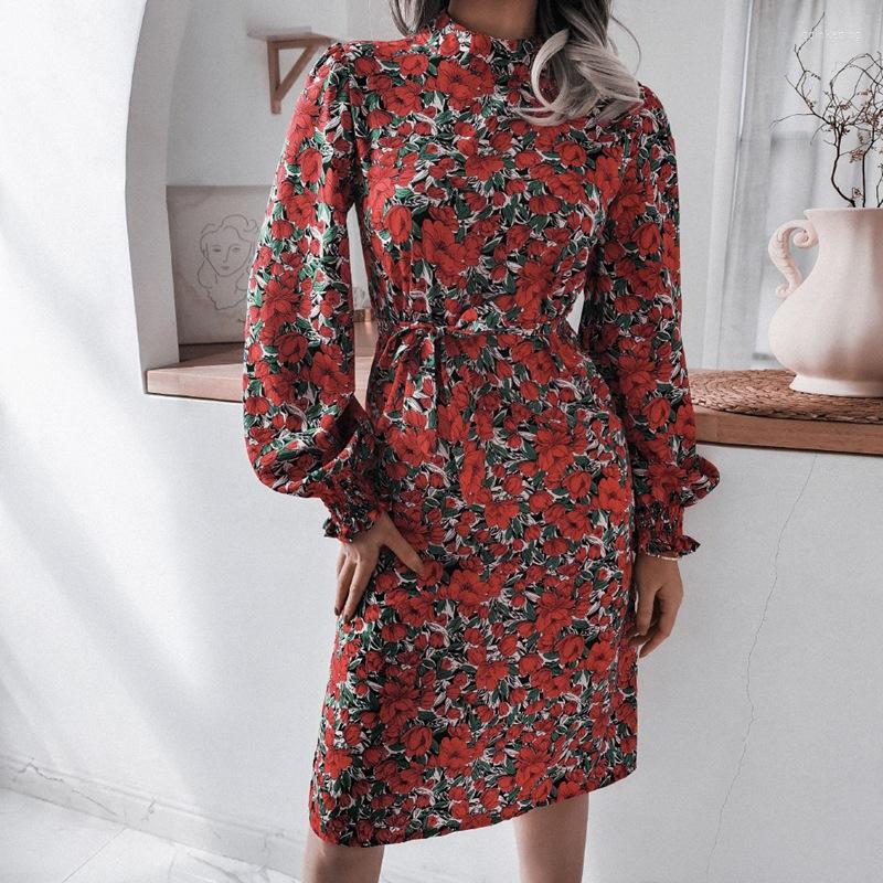Casual Dresses Floral Stand Collar Lantern Full Sleeve Chiffon Printed Autumn Winter Women Dress, Red
Casual Dresses Floral Stand Collar Lantern Full Sleeve Chiffon Printed Autumn Winter Women Dress, Red