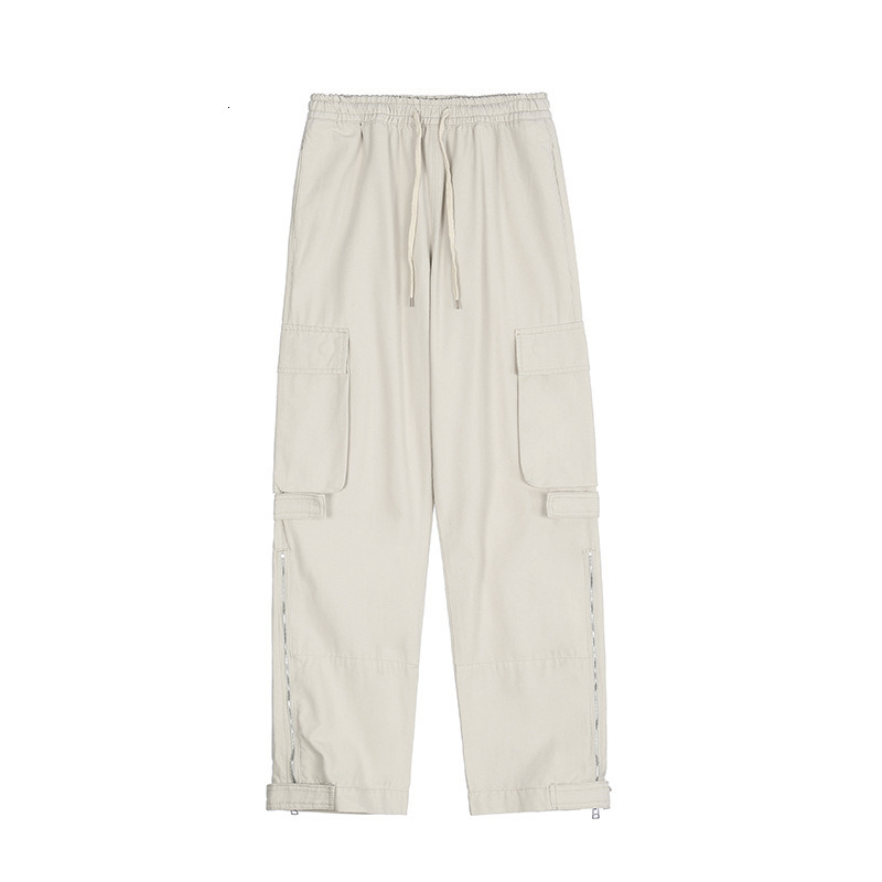 Women's Cargo Pants With Large Pockets, Y2k High Elastic Waist, Drawstring, Baggy Trousers, Vintage Casual Loose Straight Side Zipper Pants, Coll