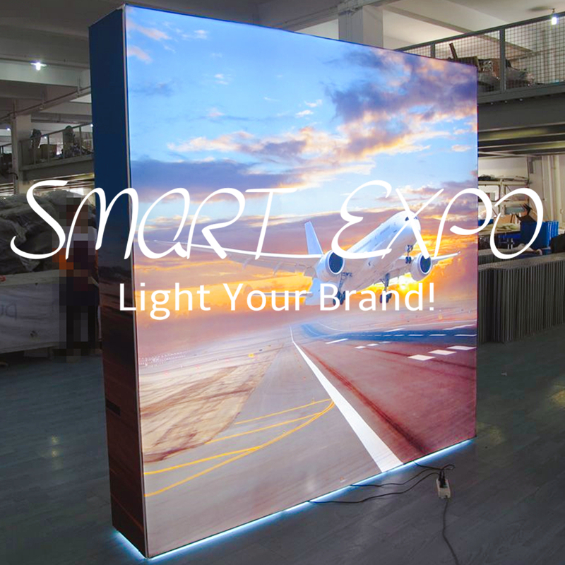 8ft Backlit SEG Pop Up Advertising Display 224x224CM with LED Ladder Light Set Custom Banner Print