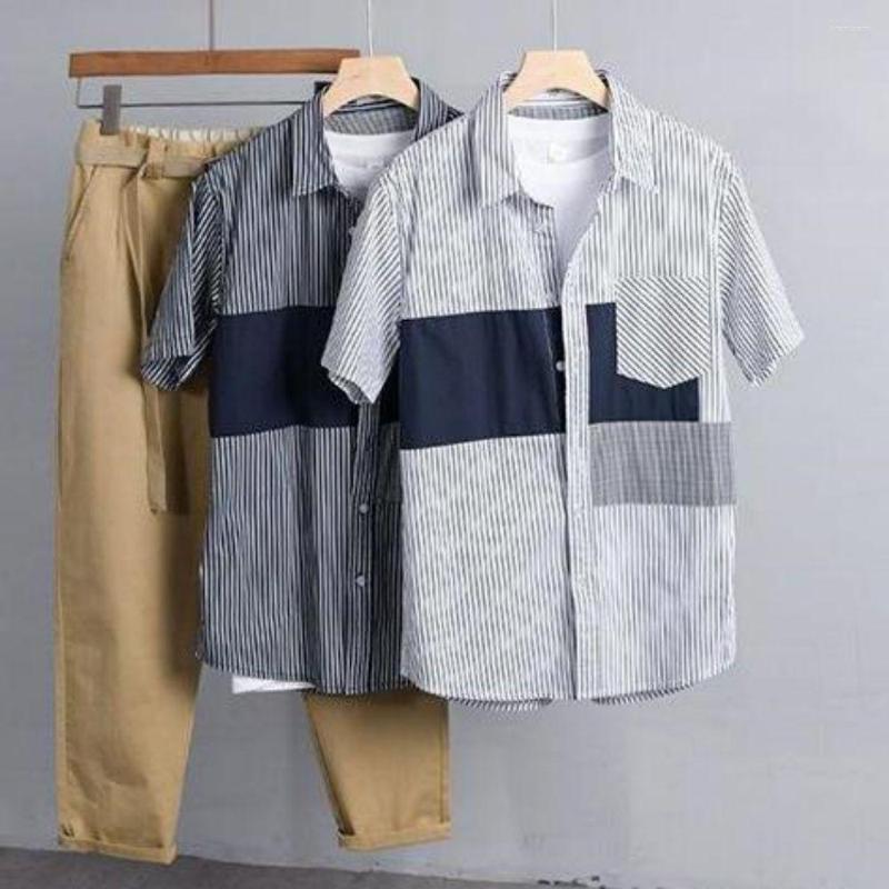 Men' Casual Shirts Patchwork Short Sleeve Stripe Shirt Men Fashion Comfortable Tops Camsia Color Contrast Trendy Design, White
Men' Casual Shirts Patchwork Short Sleeve Stripe Shirt Men Fashion Comfortable Tops Camsia Color Contrast Trendy Design, White