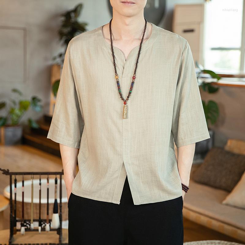 Men's Casual Shirts Summer Linen V-neck Youth Fashion Large Size T-shirt Men's Simple Breathable And Comfortable Solid Color Loose Shirt, Ma se
Men's Casual Shirts Summer Linen V-neck Youth Fashion Large Size T-shirt Men's Simple Breathable And Comfortable Solid Color Loose Shirt, Ma se