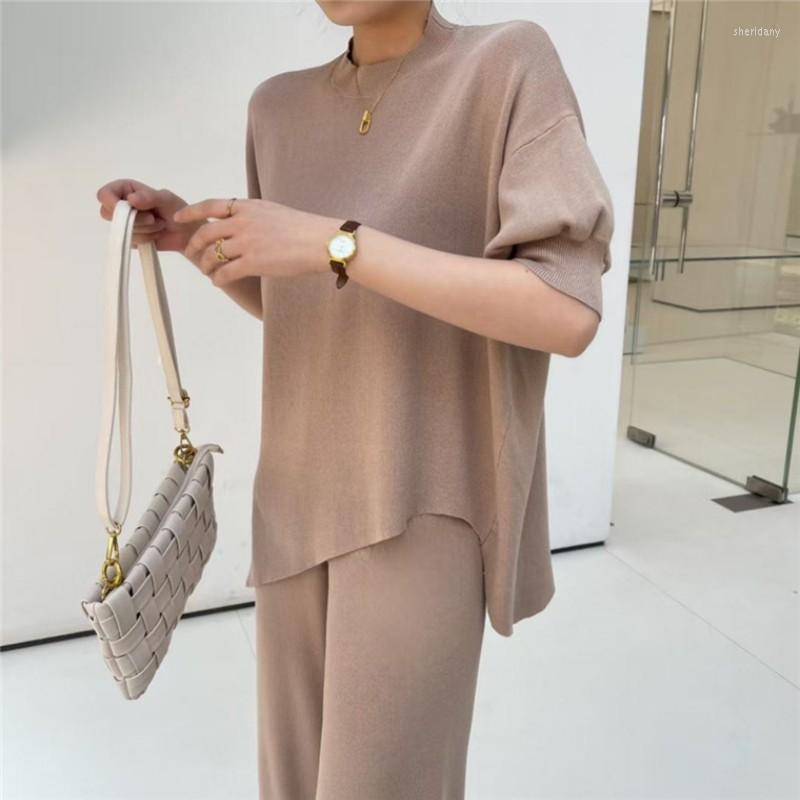 Women's Two Piece Pants French Design Feel Irregular Bevelled Loose Pullover Knit Top Women's Suit Summer Simple Wide Leg Pieces Set, Black
Women's Two Piece Pants French Design Feel Irregular Bevelled Loose Pullover Knit Top Women's Suit Summer Simple Wide Leg Pieces Set, Black
