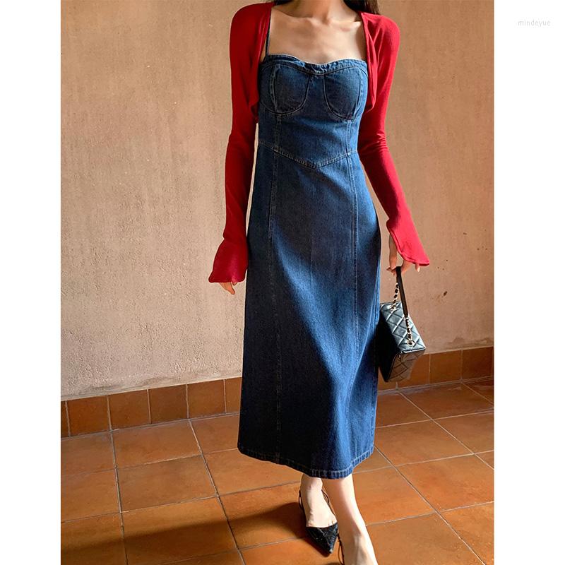 Casual Dresses Women Denim Dress 2023 Spring High Waist Sleeveless Midi Female Outfit, Blue
Casual Dresses Women Denim Dress 2023 Spring High Waist Sleeveless Midi Female Outfit, Blue