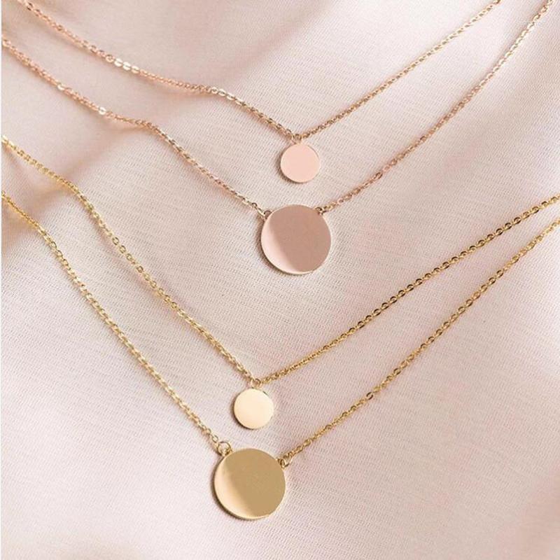 Pendant Necklaces Mavis Hare Stainless Steel Double Coin Necklace With Big And Small Round Chain Nekclace For Mother's Day Gift
Pendant Necklaces Mavis Hare Stainless Steel Double Coin Necklace With Big And Small Round Chain Nekclace For Mother's Day Gift