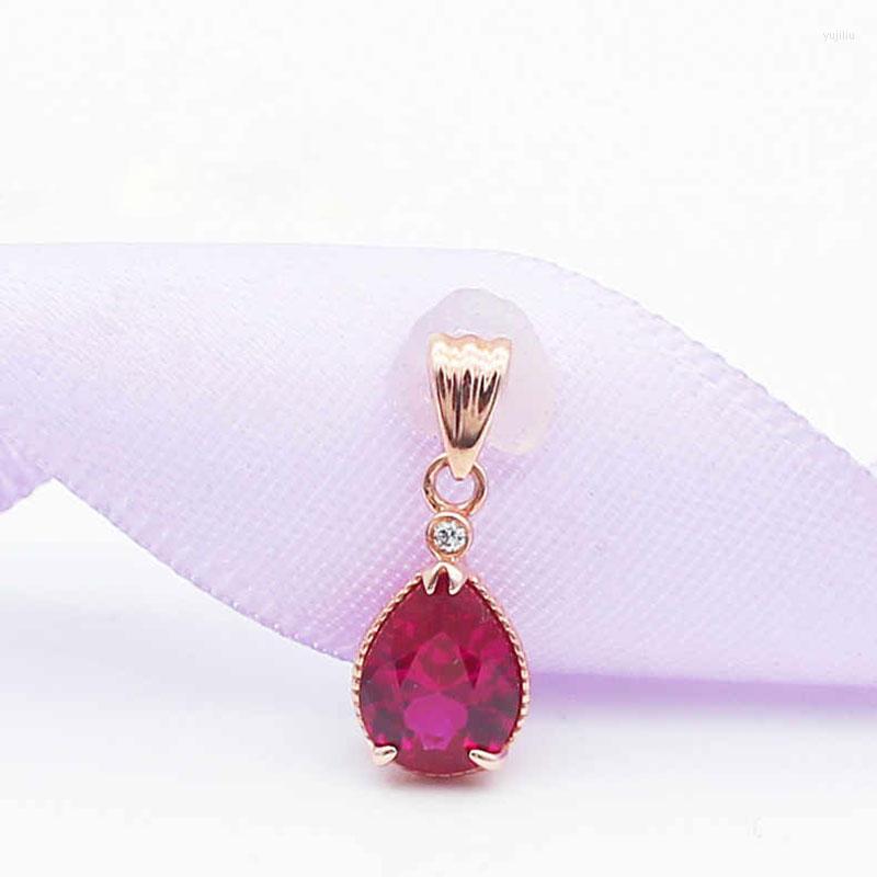 Chains 585 Purple Gold Plated 14K Rose Inlaid Water Drop Ruby Pendant Fashion Simple Classic Necklace Luxury Jewelry For Women
Chains 585 Purple Gold Plated 14K Rose Inlaid Water Drop Ruby Pendant Fashion Simple Classic Necklace Luxury Jewelry For Women