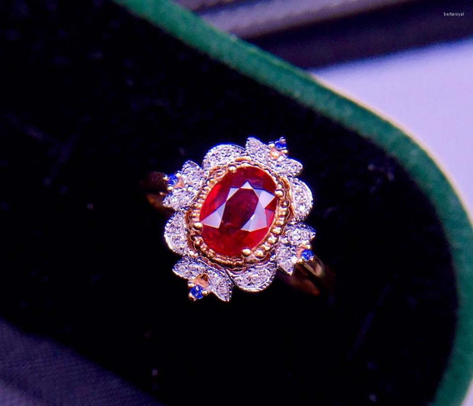 Cluster Rings E422 Ruby Ring Fine Jewelry Solid 18K Gold Nature Red 0.8ct Diamonds For Women Presents
Cluster Rings E422 Ruby Ring Fine Jewelry Solid 18K Gold Nature Red 0.8ct Diamonds For Women Presents
