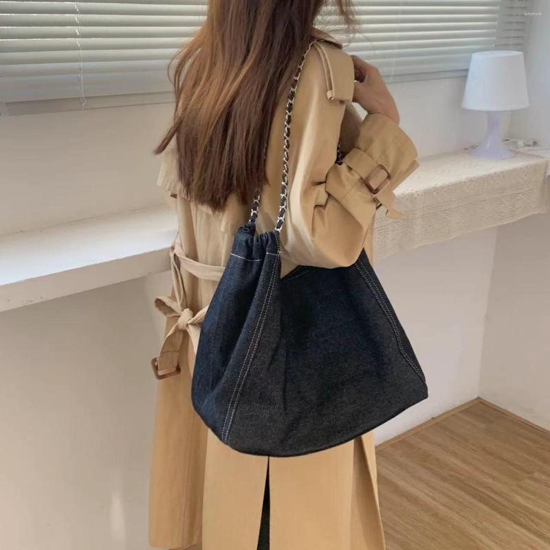 Evening Bags Korea Fashion Chain Shoulder Strap Denim Cloth Bag For Women Large Capacity Hobos Vintage Student Casual Totes, Black
Evening Bags Korea Fashion Chain Shoulder Strap Denim Cloth Bag For Women Large Capacity Hobos Vintage Student Casual Totes, Black