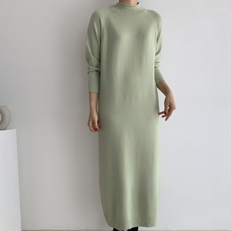 Casual Dresses Chic Twist Design Sweater Maxi For Women Autumn Winter Half-high-collar High Quality Wool Vestido De Mujer Korean Clothe, Green
Casual Dresses Chic Twist Design Sweater Maxi For Women Autumn Winter Half-high-collar High Quality Wool Vestido De Mujer Korean Clothe, Green