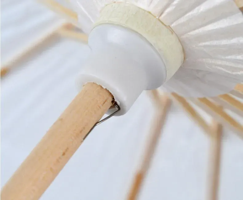 Fans Wedding Bride Parasols White Paper Umbrella Wooden Handle Japanese Chinese Craft 60cm Diameter Umbrellas FY5699 1120