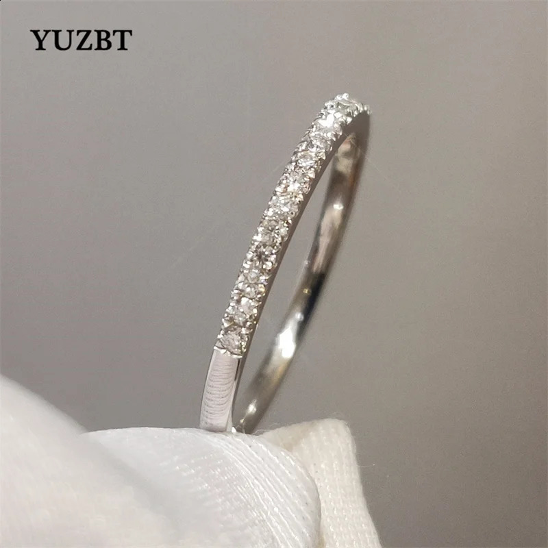 Wedding Rings YUZBT 9K 10K White Gold Brilliant Cut 0.3 Carats Diamond Tester Past D Color Engagement Ring Korean Style Jewelry231118