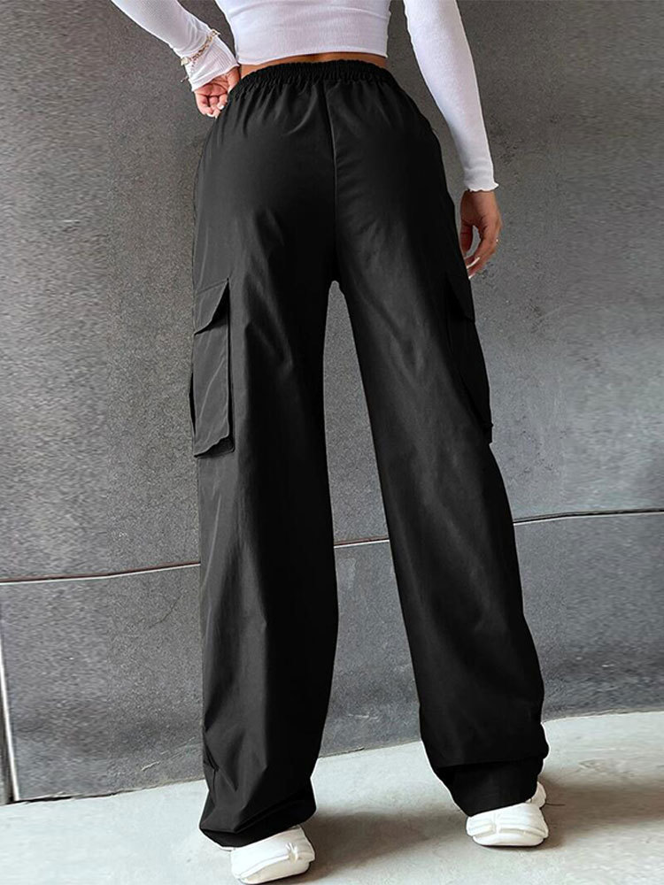 Women's Pants s Casual Women Baggy Wide Leg Sweatpants Loose Vintage Pocket Elastic Waist Female Trousers 2023 Street Joggers Cargo 230419