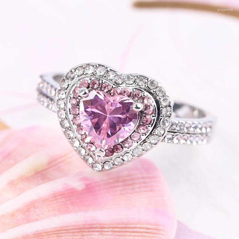 Cluster Rings Exquisite Heart For Women Pink Zirconia Engagement Wedding Jewelry Silver Color Bridal Gift
Cluster Rings Exquisite Heart For Women Pink Zirconia Engagement Wedding Jewelry Silver Color Bridal Gift