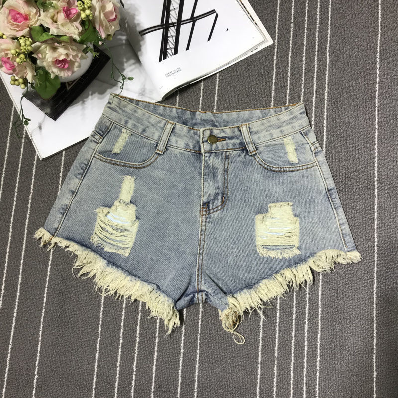 Womens Shorts High Waist Tassel Broken Denim Shorts Female Summer Korean Version Raw Edge Wide Leg Loose Plus Size Jean Shorts Women 230420