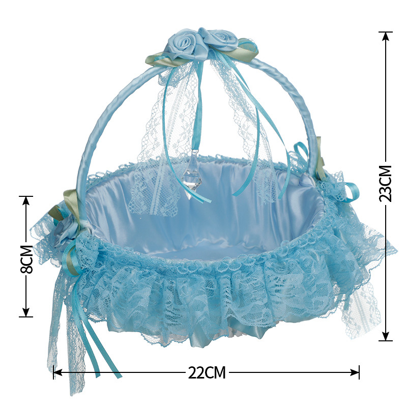 Wedding Flower Girl Basket Simple Lace Rosettes Collection with Lace Flowers Roses Popular for Wedding Party