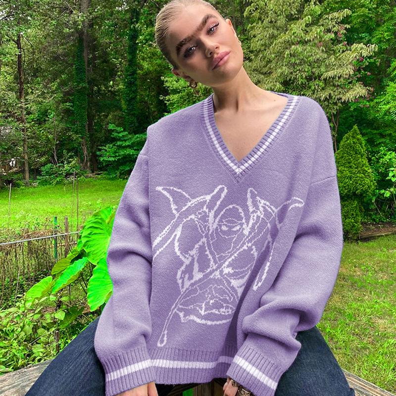 Women' Sweaters Women Tops 2023 Autumn Winter Skull Print Long Sleeve V Neck Pullovers Sweater Casual Loose Knitted Female, Black
Women' Sweaters Women Tops 2023 Autumn Winter Skull Print Long Sleeve V Neck Pullovers Sweater Casual Loose Knitted Female, Black