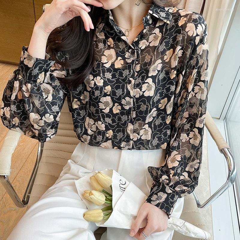 Women' Blouses Chiffon Printing Blouse Floral Loose Shirt Summer Long Sleeve Casual Top Fashion Female 2023 Korean Style, Black
Women' Blouses Chiffon Printing Blouse Floral Loose Shirt Summer Long Sleeve Casual Top Fashion Female 2023 Korean Style, Black