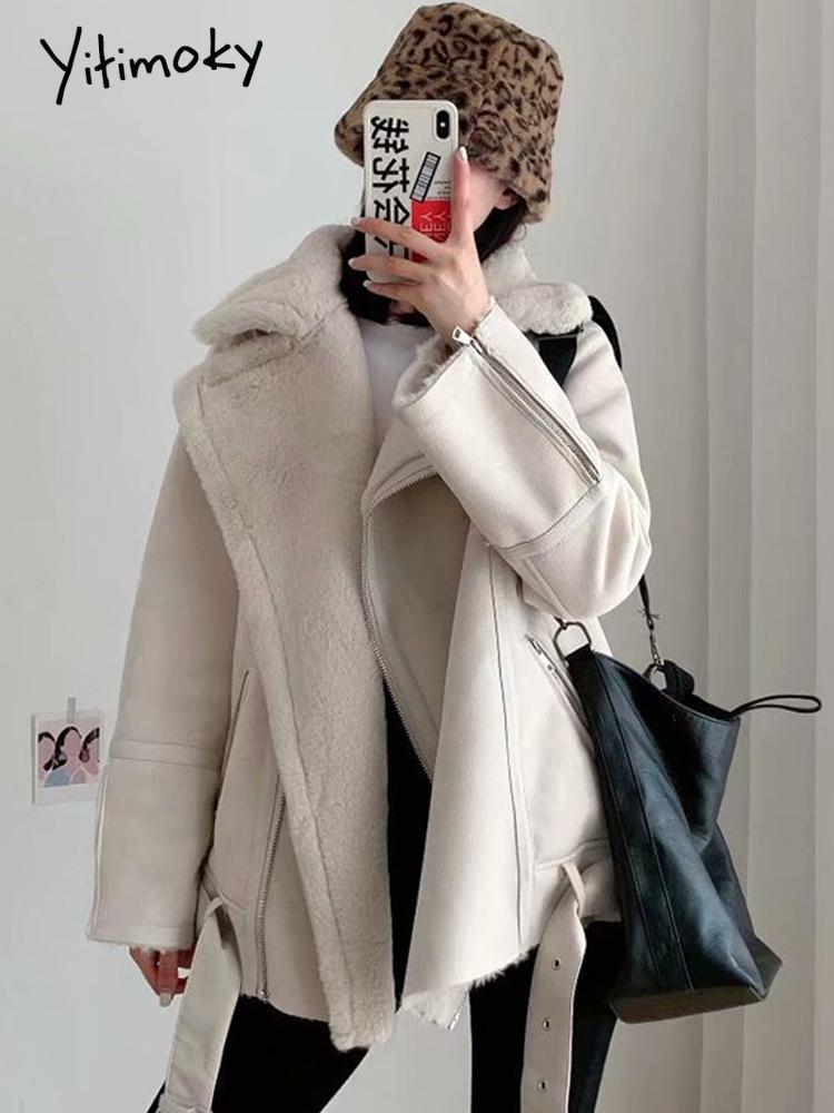 Jackets Yitimoky Winter Women Jacket Faux Leather Splicing Leather Coat Stand Collar Thickness Overcoat Female Loose Snow Warm Outwear, Beige
Jackets Yitimoky Winter Women Jacket Faux Leather Splicing Leather Coat Stand Collar Thickness Overcoat Female Loose Snow Warm Outwear, Beige