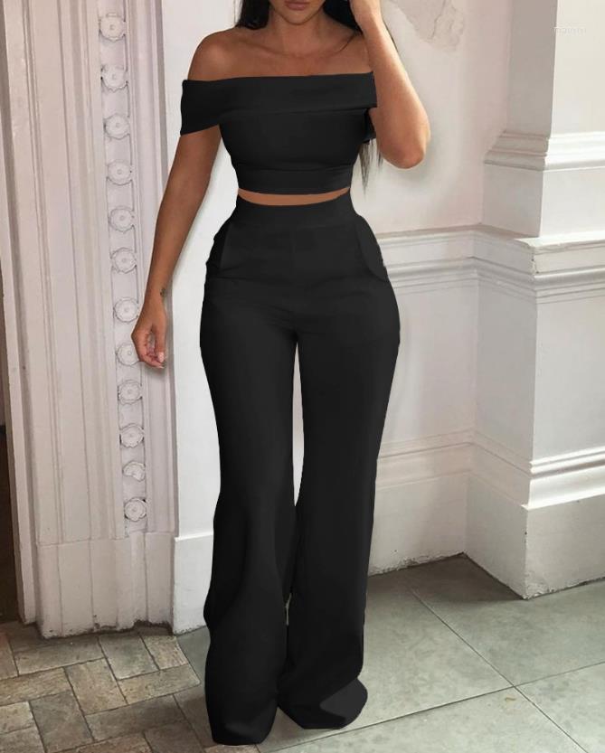 Women' Two Piece Pants Sets Women Outifits 2023 Spring Fashion Off Shoulder Short Sleeve Crop Top & Skinny High Waist Set Office Ladies
Women' Two Piece Pants Sets Women Outifits 2023 Spring Fashion Off Shoulder Short Sleeve Crop Top & Skinny High Waist Set Office Ladies