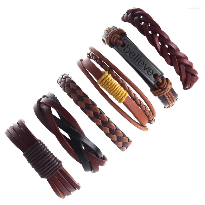 Charm Bracelets 6pcs/set Wholesale Hippie Punk Brown Yellow Leather Believe Word Tag Cord Knot Wrap Layers Bracelet Bangles For Man
Charm Bracelets 6pcs/set Wholesale Hippie Punk Brown Yellow Leather Believe Word Tag Cord Knot Wrap Layers Bracelet Bangles For Man