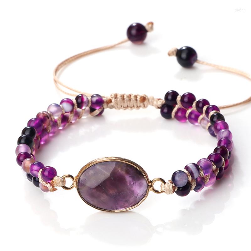 Strand Women Natural Stone Pendant Bracelet Handmade Fashion Purple Agates Beads Charm Braided Bracelets Boho Yoga Wrap Bangles Jewelry
Strand Women Natural Stone Pendant Bracelet Handmade Fashion Purple Agates Beads Charm Braided Bracelets Boho Yoga Wrap Bangles Jewelry