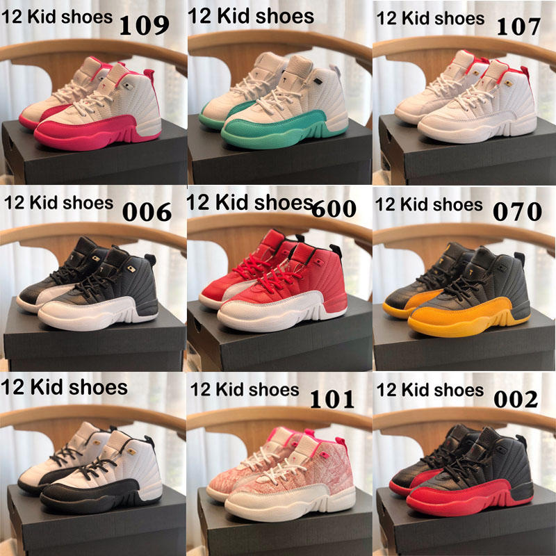 Jumpman 12S 12 Kids Basketball Shoes Chicago 12 Boy Girl Sneaker Light Green Cool Grey Khaki Baby Trainers Children Eur 26-35