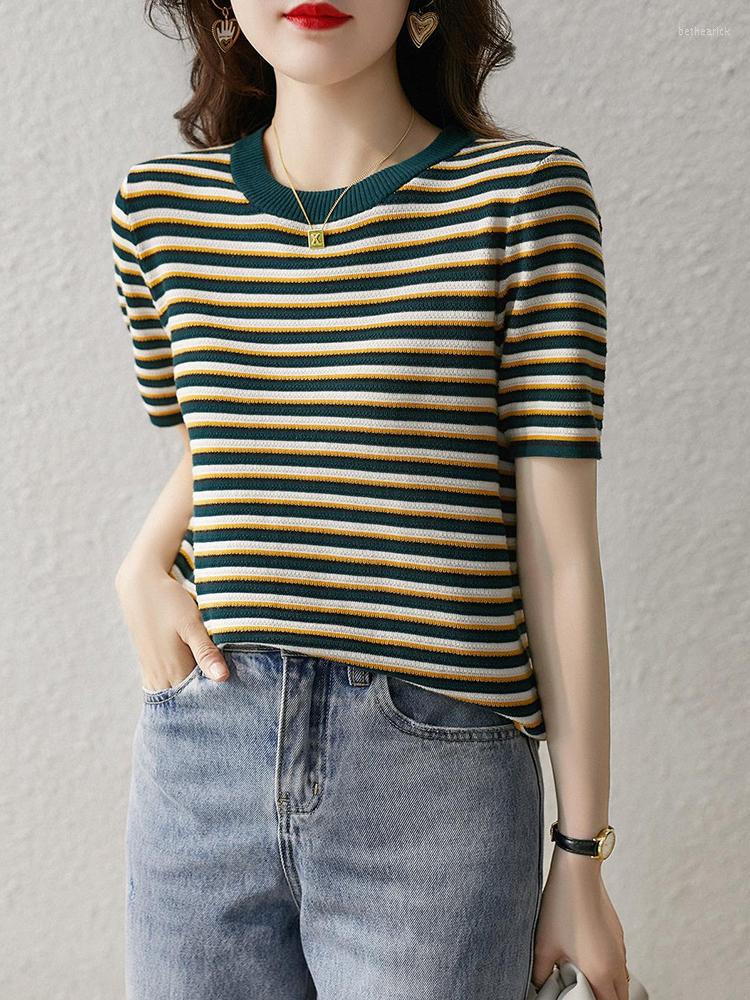 Women's T Shirts GGRIGHT Summer Clothes For Women 2023 Fashion Clothing Striped Knit Tee Shirt Femme Round Neck Casual Camiseta Mujer, Green
Women's T Shirts GGRIGHT Summer Clothes For Women 2023 Fashion Clothing Striped Knit Tee Shirt Femme Round Neck Casual Camiseta Mujer, Green
