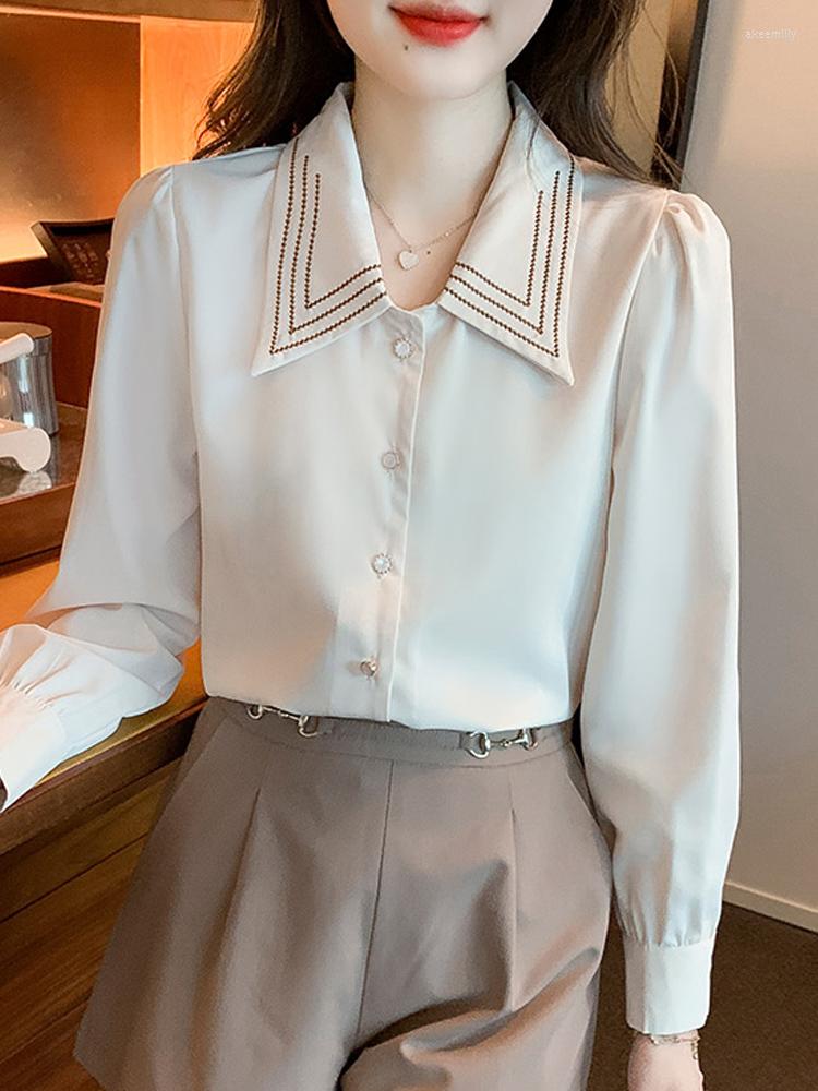 Women' Blouses Long Sleeve Blouse Women Blusas Mujer De Moda 2023 Turn Down Collar Shirt Tops Camisas Blusa Feminina F527, Apricot
Women' Blouses Long Sleeve Blouse Women Blusas Mujer De Moda 2023 Turn Down Collar Shirt Tops Camisas Blusa Feminina F527, Apricot