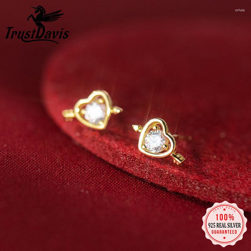 Stud Earrings TrustDavis Real 925 Sterling Silver Earring Sweet Romantic Heart CZ For Daughter Girls Birthday Gift Jewelry DE0018
Stud Earrings TrustDavis Real 925 Sterling Silver Earring Sweet Romantic Heart CZ For Daughter Girls Birthday Gift Jewelry DE0018