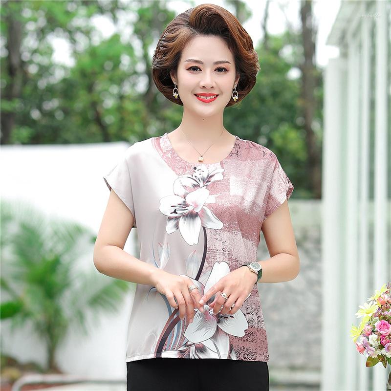 Women's Blouses Blusas Mujer De Moda 2023 Short Sleeve Summer Women 3XL 4XL Tops Satin Silk Shirt White Blouse Womens Clothing, Red
