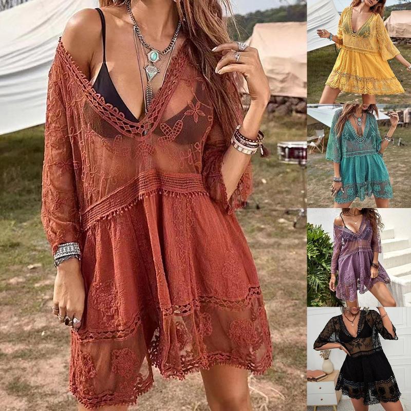 Women's Swimwear Sunscreen Shirt Sexy Lace Loose Beach Holiday Blouse Skirt Bikini Coat Swimsuit Woman, Red
Women's Swimwear Sunscreen Shirt Sexy Lace Loose Beach Holiday Blouse Skirt Bikini Coat Swimsuit Woman, Red