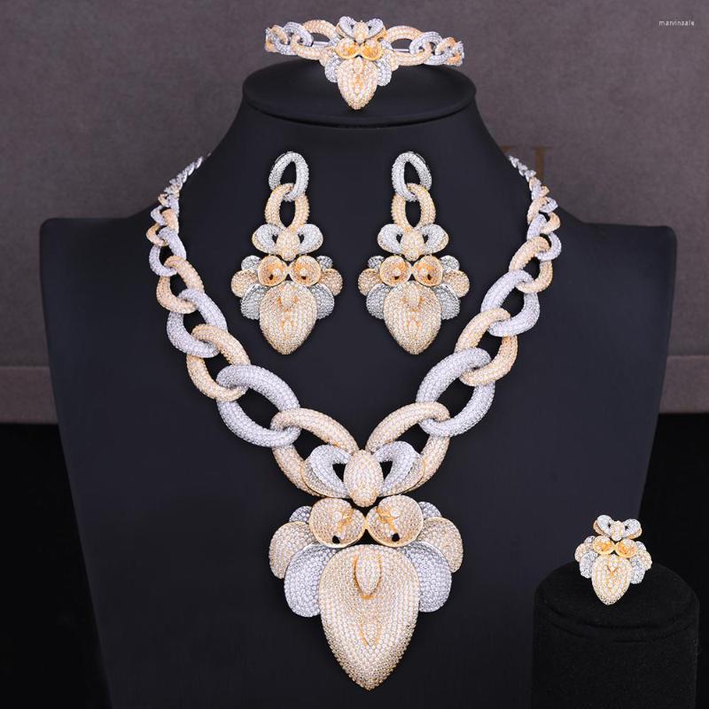 Necklace Earrings Set GODKI Luxury 4PCS Jewelry Thick Chain Flower Bangle Ring Dangle For Women Bridal Wedding, Picture shown
Necklace Earrings Set GODKI Luxury 4PCS Jewelry Thick Chain Flower Bangle Ring Dangle For Women Bridal Wedding, Picture shown
