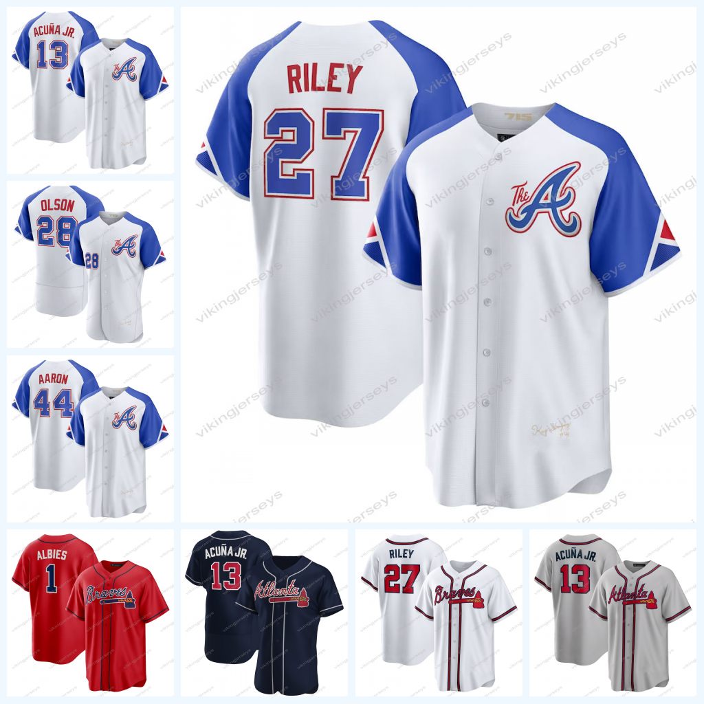 Braves Jersey Ronald Acuna Jr. Austin Riley Matt Olson Michael Harris II Sam Hilliard Orlando Arcia Ozzie Albies Sean Murphy Kirby Yates Spencer Strider Bryce Elder, Men cool base