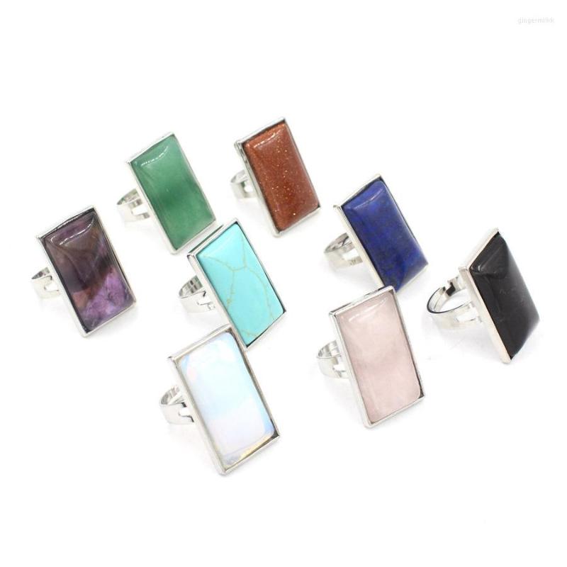 Cluster Rings Punk Men Women Finger Rectangle Natural Stones Crystal Adjustable Healing Lapis Opal Pink Quartz Ring Jewelry Party
Cluster Rings Punk Men Women Finger Rectangle Natural Stones Crystal Adjustable Healing Lapis Opal Pink Quartz Ring Jewelry Party