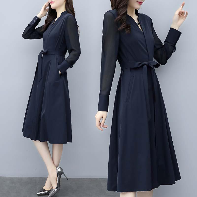 Casual Dresses Spring Autumn Women Plus Size Fashion V-Neck Collect Waist Slim Long Sleeve Chiffon Dress For Larger One-Piece, Navyblue
Casual Dresses Spring Autumn Women Plus Size Fashion V-Neck Collect Waist Slim Long Sleeve Chiffon Dress For Larger One-Piece, Navyblue