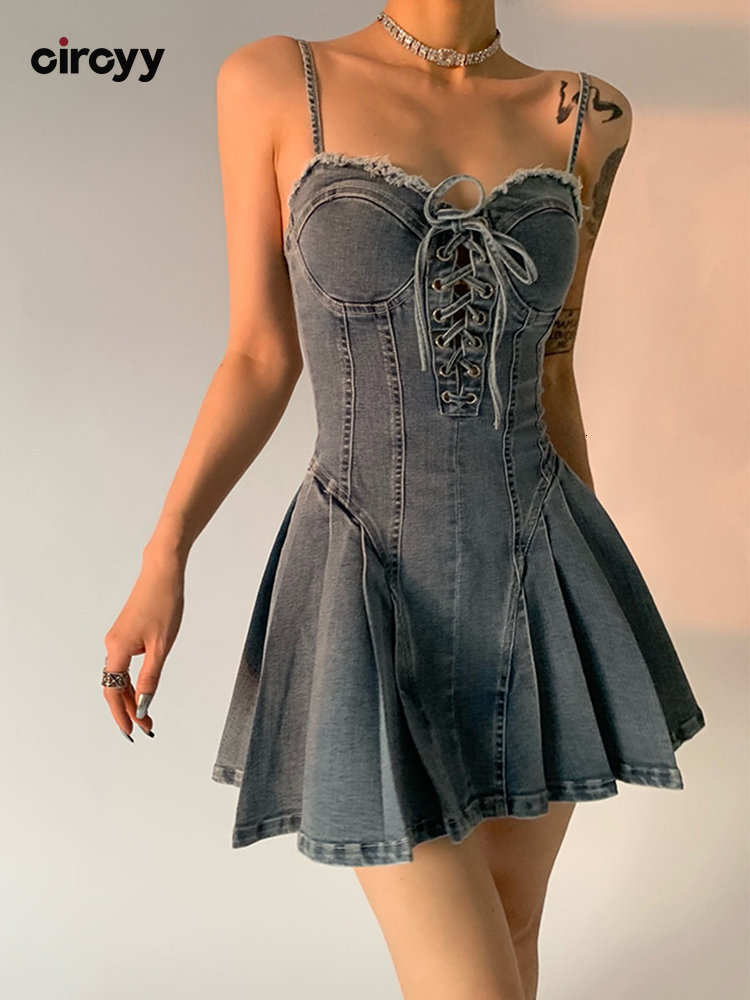 Casual Dresses Dresses for Women Denim Lace Up Pleated Y2k Spliced Spaghetti Strap Mini Dress Backless Sexy High Street ALine Dress Summer 230420, Blue
Casual Dresses Dresses for Women Denim Lace Up Pleated Y2k Spliced Spaghetti Strap Mini Dress Backless Sexy High Street ALine Dress Summer 230420, Blue