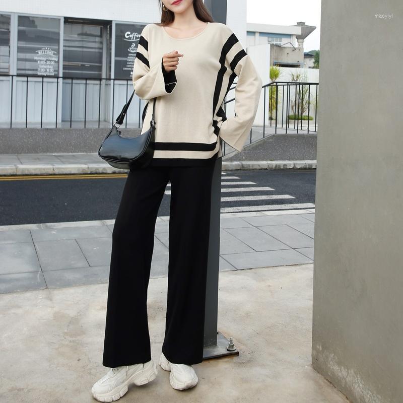 Women's Two Piece Pants Korean Chic Knitted Suit Women Autumn Winter Casual Loose Long Sleeve Sweater Wide Leg Sets Oversized 2 Outfits, Black
Women's Two Piece Pants Korean Chic Knitted Suit Women Autumn Winter Casual Loose Long Sleeve Sweater Wide Leg Sets Oversized 2 Outfits, Black