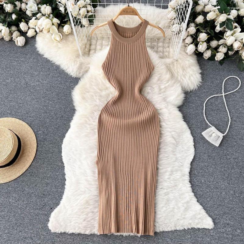 Casual Dresses Halter Sleeveless Split Basic Elastic Knit Bodycon Dress French Sexy Chic Elegant Party Vestidos Women Summer Slim, Black
Casual Dresses Halter Sleeveless Split Basic Elastic Knit Bodycon Dress French Sexy Chic Elegant Party Vestidos Women Summer Slim, Black