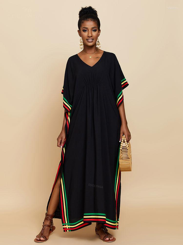 Women's Swimwear 2023 Long Kaftan Casual V-neck Half Sleeve Side Split Beach Wear Maxi Dress Summer Clothing Women Swim Suit Cover-ups Q1501, Black
Women's Swimwear 2023 Long Kaftan Casual V-neck Half Sleeve Side Split Beach Wear Maxi Dress Summer Clothing Women Swim Suit Cover-ups Q1501, Black