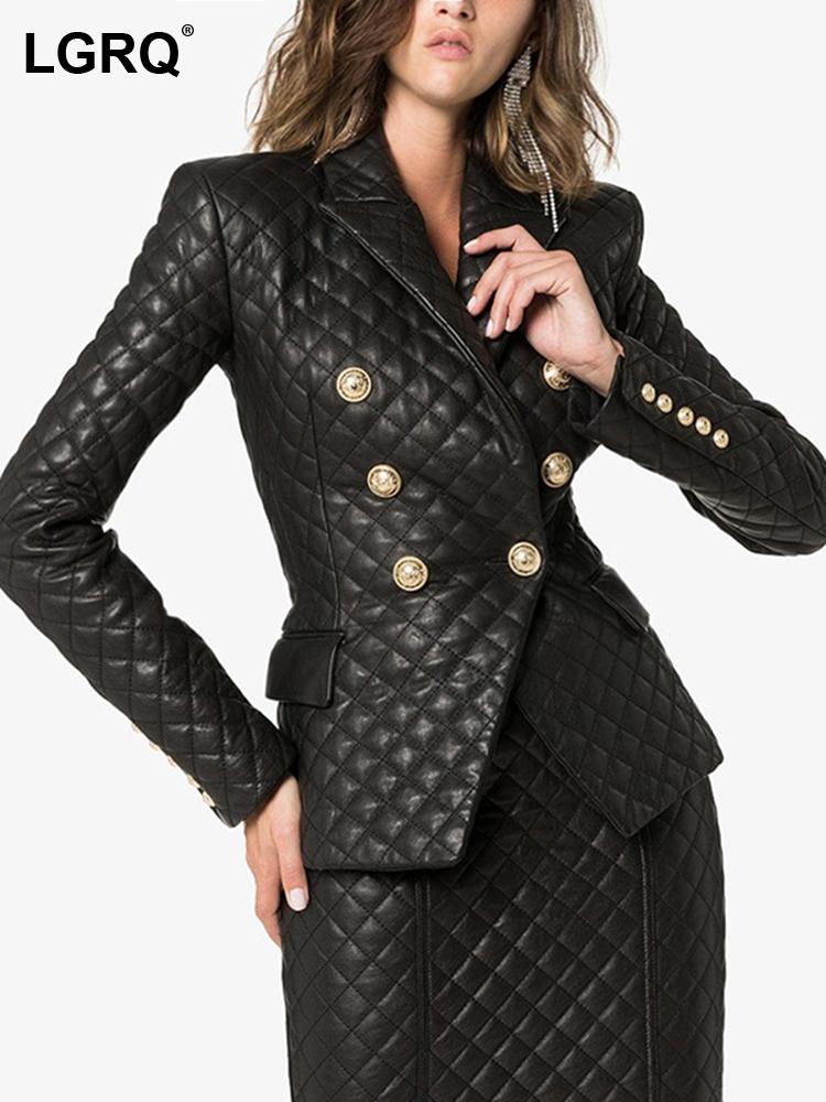 Pants LGRQ Fashion Women's Blazer New Notched Long Sleeve Slim Pu Leather Double Breasted Suit Jackets Female Tide Autumn 2022 19J1434, Black skirt
Pants LGRQ Fashion Women's Blazer New Notched Long Sleeve Slim Pu Leather Double Breasted Suit Jackets Female Tide Autumn 2022 19J1434, Black skirt