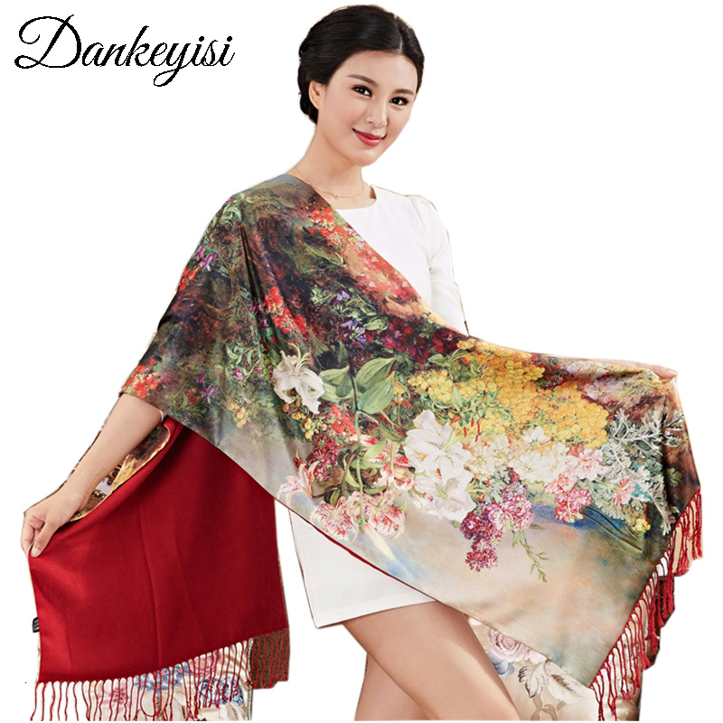 Bandanas Durag DANKEYISI Brand Foulard Femme Hijab Bandana Scarf Women Long Tassel Floural Print Scarf Winter Shawl 100 Silk Scarves Female 230419
Bandanas Durag DANKEYISI Brand Foulard Femme Hijab Bandana Scarf Women Long Tassel Floural Print Scarf Winter Shawl 100 Silk Scarves Female 230419