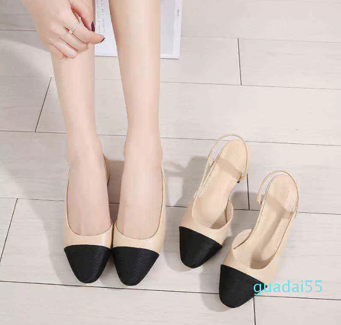 Dress Shoes Fashion Color Matching High Heels Slingbacks Chunky Heeled Sandals Flat Pumps 220302, Apricot flat heel 2cm
Dress Shoes Fashion Color Matching High Heels Slingbacks Chunky Heeled Sandals Flat Pumps 220302, Apricot flat heel 2cm