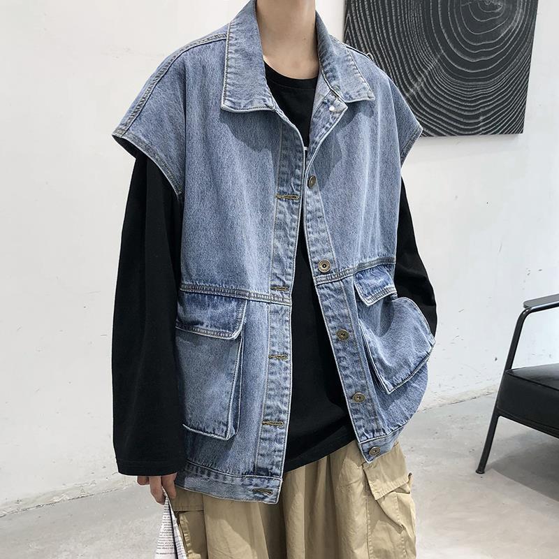 Men's Vests Denim Vest Jacket Sleeveless Casual Waistcoat Summer Jean Coat Regular Male Cowboy Gilet Homme 230420