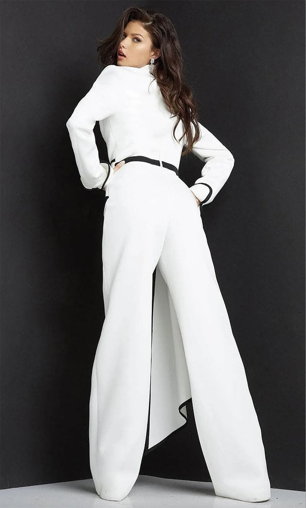 Red Carpet Fashion Women Pants Suits Color Matching White Black Wedding Suit Prom Evening Party Wear 2 Pieces