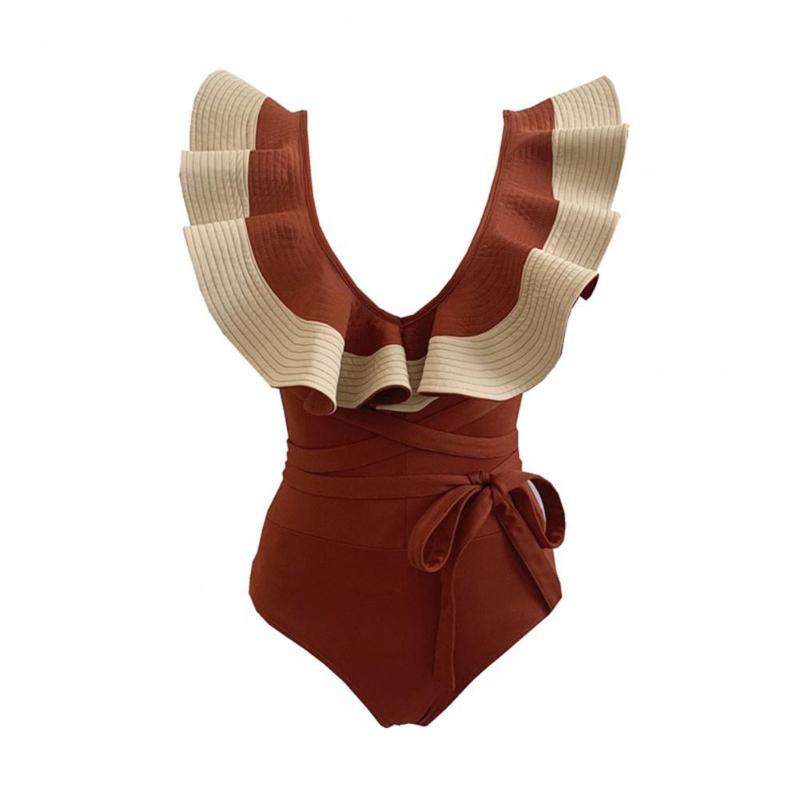Women's Swimwear Pleated One Piece Bikini Deep V Backless Swimsuit For Dancing, Orange
Women's Swimwear Pleated One Piece Bikini Deep V Backless Swimsuit For Dancing, Orange